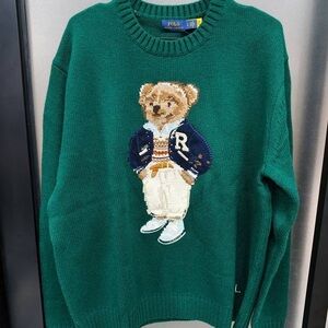 Polo by Ralph Lauren Green Sweater with Bear Motif